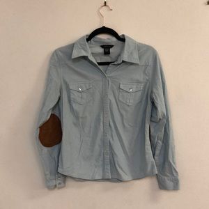 Corduroy blue button up top